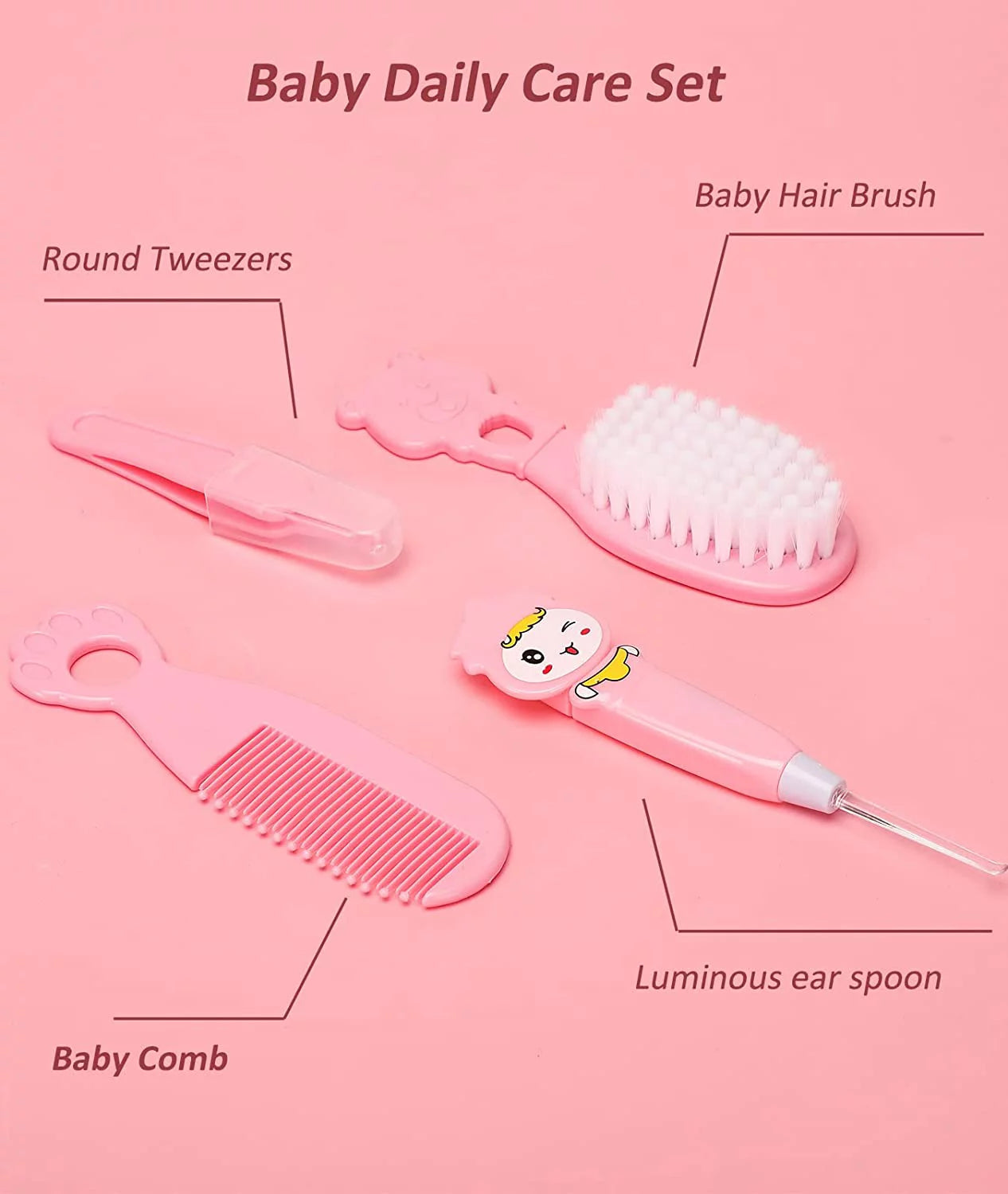 Baby Grooming Kit, 20 in 1 Newborn Baby Essentials for Newborn Infant Toddlers, Pink