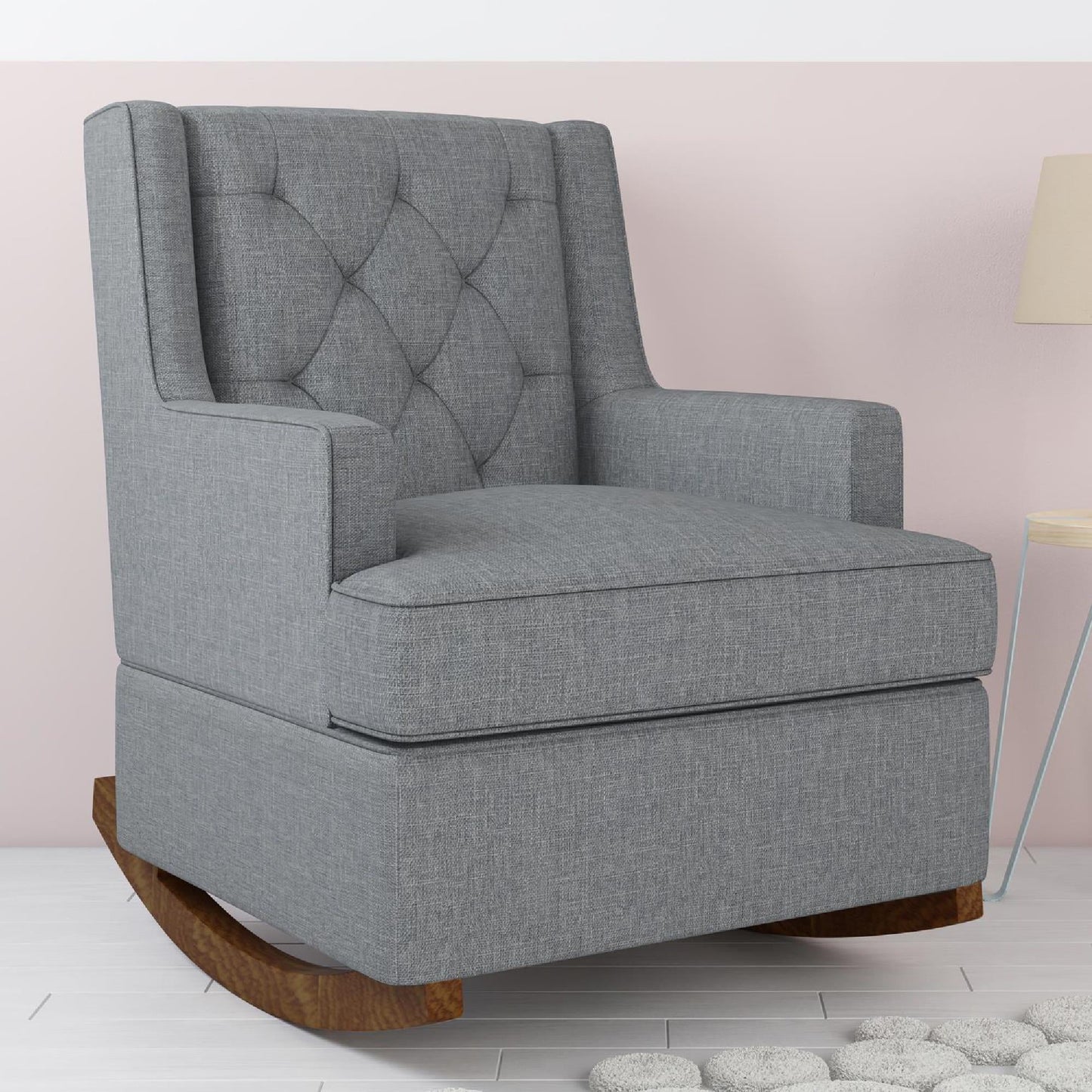 Baby Relax Bennet Transitional Wingback Nursery Rocker Chair, Gray