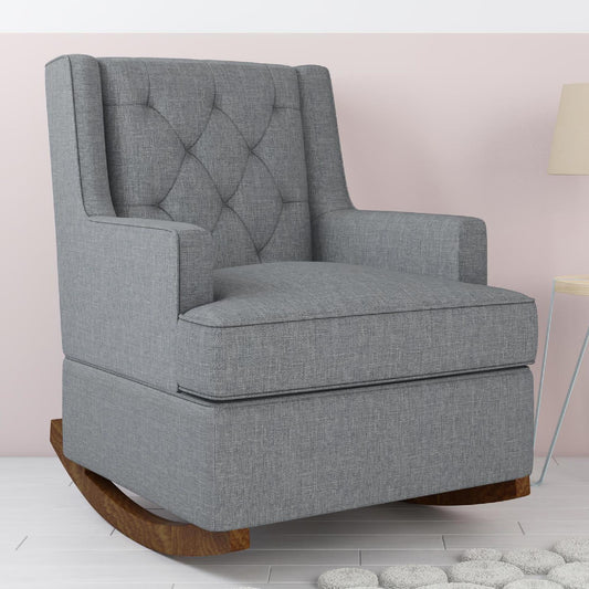 Baby Relax Bennet Transitional Wingback Nursery Rocker Chair, Gray