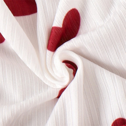 Patpat 2Pcs Baby Girl Clothes Valentine‘S Day Heart Short-Sleeve Dress & Headband Set, 12-18 Months